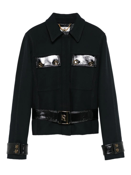  Elisabetta Franchi Patent-trimmed Belted Jacket - Black 