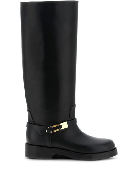  Elisabetta Franchi Plaque Strap Boots - Black 