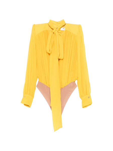  Elisabetta Franchi Pleated Tie Bodysuit - Yellow 