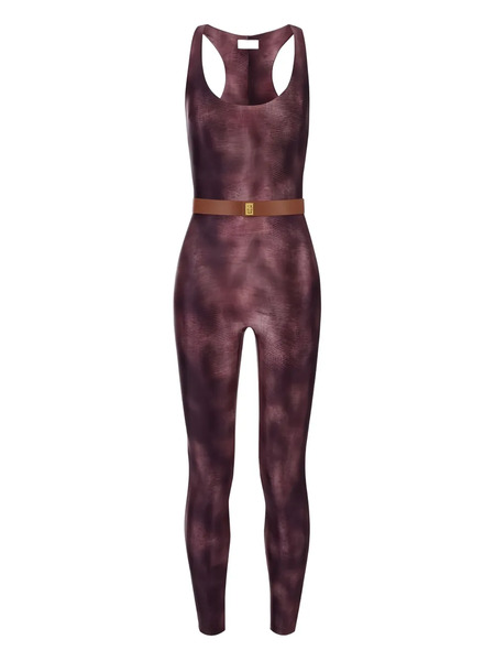  Elisabetta Franchi Python-print Belted Jumpsuit - Red 