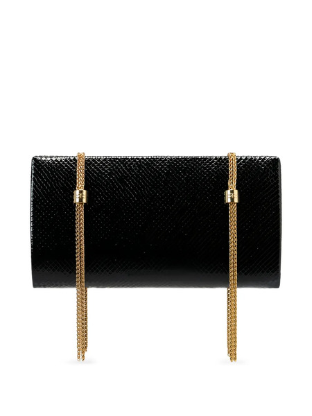  Elisabetta Franchi Python Texture Chain Clutch Bag - Black 
