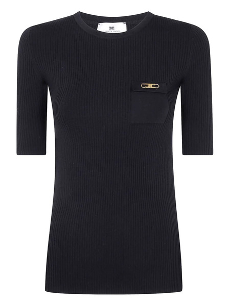 Elisabetta Franchi Ribbed Chain-embellished Top - Black 
