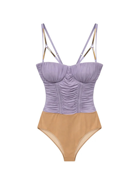  Elisabetta Franchi Ruched Strap Bodysuit - Purple 