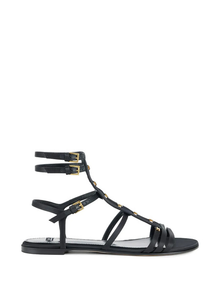  Elisabetta Franchi Strap Hook Flat Sandals - Black 
