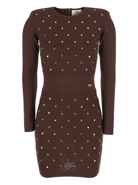  Elisabetta Franchi Stud-embellishment Mini Dress - Brown 