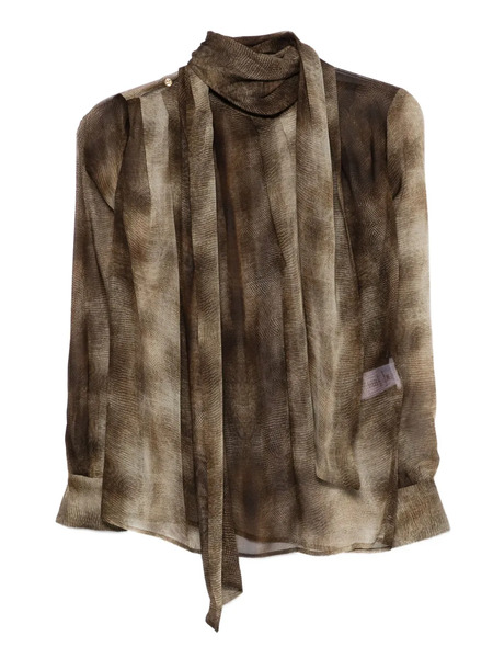  Elisabetta Franchi Tie-neck Silk Top - Brown 