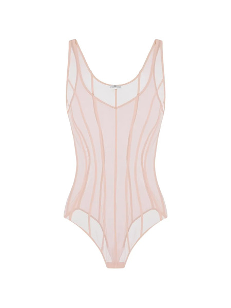  Elisabetta Franchi Tulle Micro-mesh Bodysuit - Neutrals 