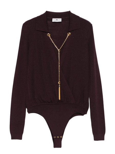  Elisabetta Franchi Wrap Ribbed Bodysuit - Red 