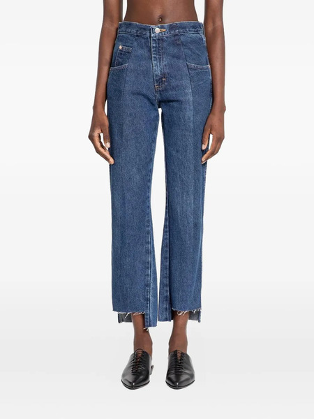  E.l.v Denim Frayed-hem Panelled Jeans - Blue 