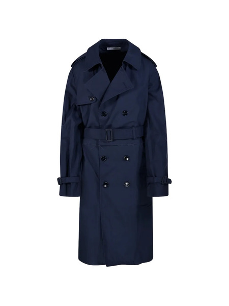  E.l.v Denim Hackney Belted Double-breasted Trench Coat - Blue 