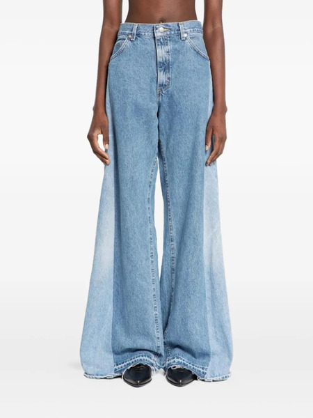  E.l.v Denim Panelled Wide-leg Jeans - Blue 