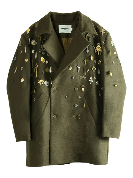  Emergency Room Embellished Double-breasted Coat - Green 