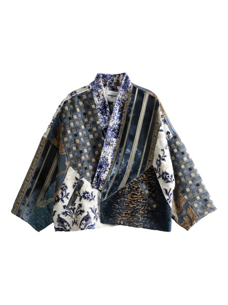  Emergency Room Patchwork Velvet Jacket - Blue 