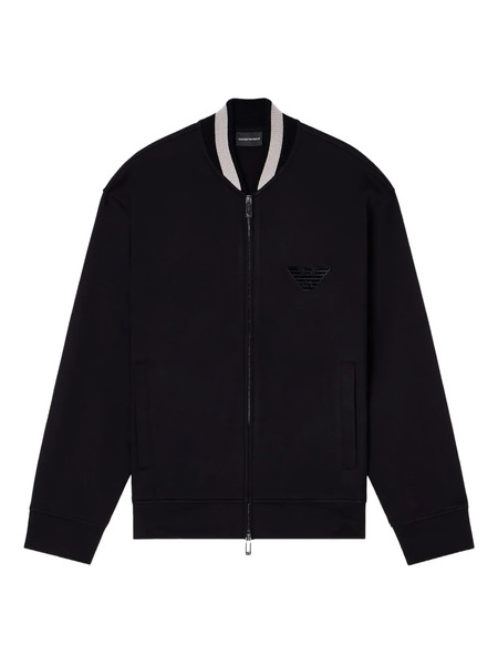  Emporio Armani Eagle-patch Zip-up Bomber Jacket - Black 