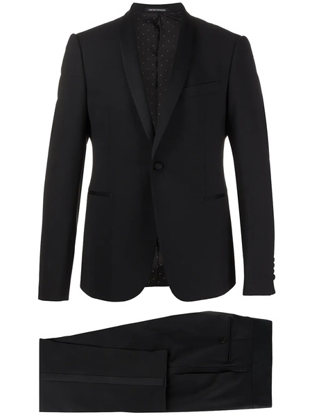  Emporio Armani Fitted Tuxedo Suit - Black 
