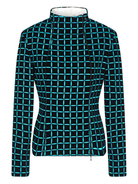  Emporio Armani Grid-pattern Fitted Jacket - Black 