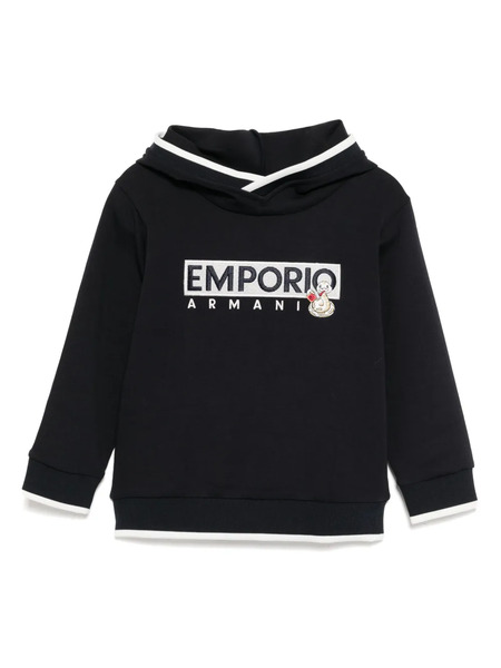  Emporio Armani Kids Logo-embroidered Hoodie - Blue 
