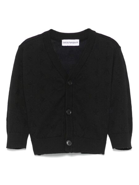  Emporio Armani Kids Logo-jacquard Cardigan - Blue 