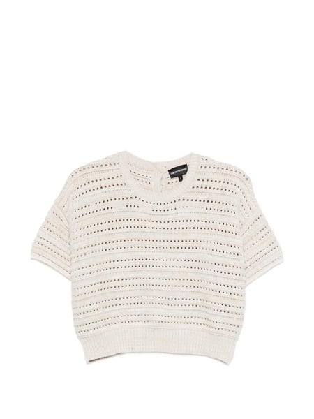  Emporio Armani Open-work Buttoned Sweater - Neutrals 