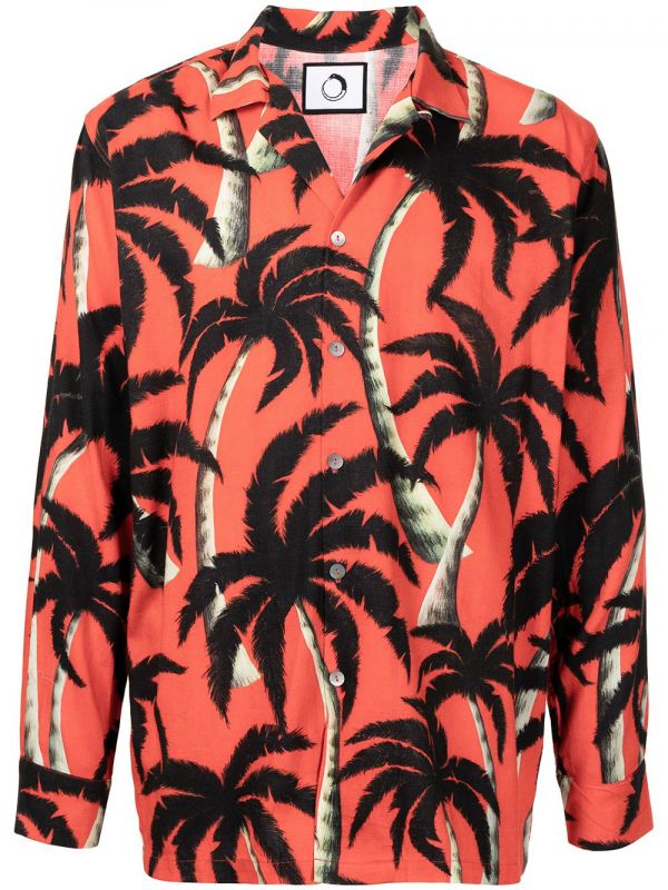  Endless Joy Palm Tree-print Tencel Shirt - Red 