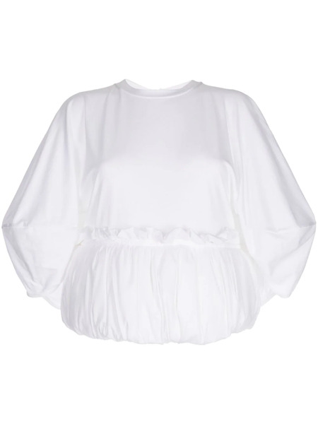  Enföld Long-sleeve Puffball-hem Blouse - White 