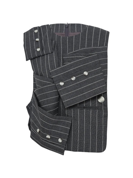 Enföld Striped Button Top - Grey 