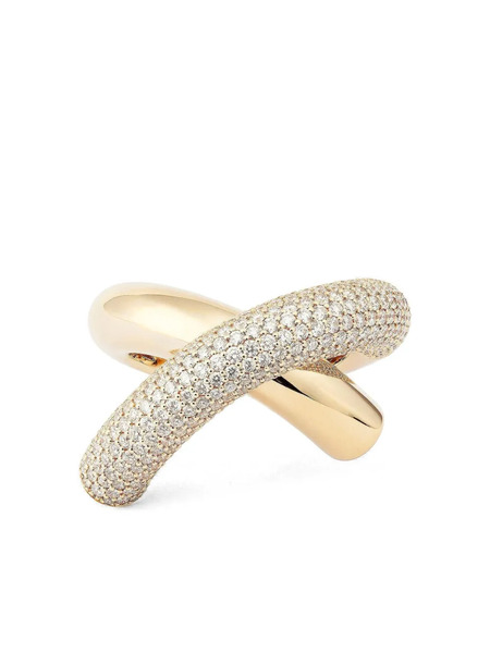  Engelbert 18k White Gold Cross Loop Diamond Ring 
