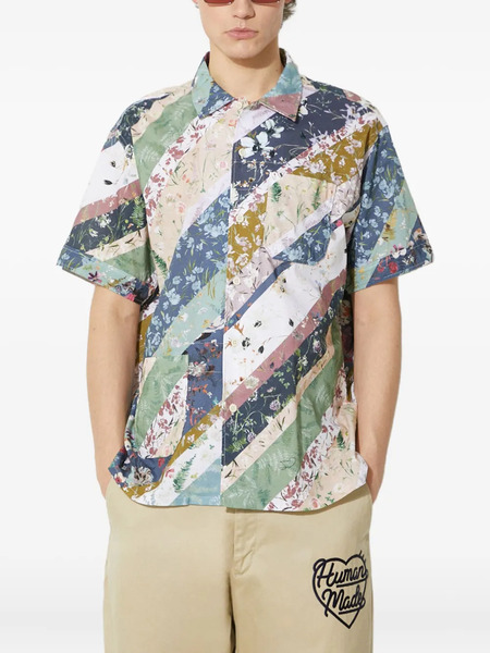  Engineered Garments Floral-patchwork Short-sleeve Shirt - Green 