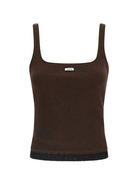  Entire Studios Lounge Ribbed Logo Patch Tank Top - Brown 