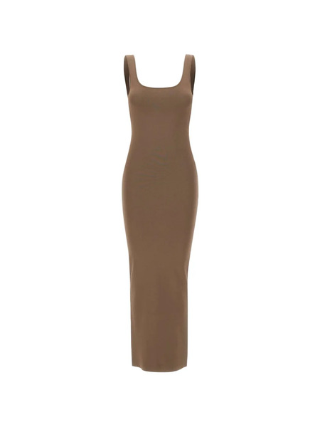  Entire Studios Square Neck Knit Midi Dress - Brown 