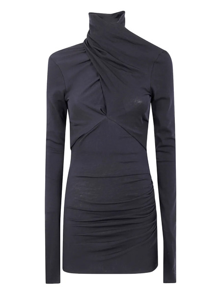  Entire Studios Turtleneck Draped Top - Black 