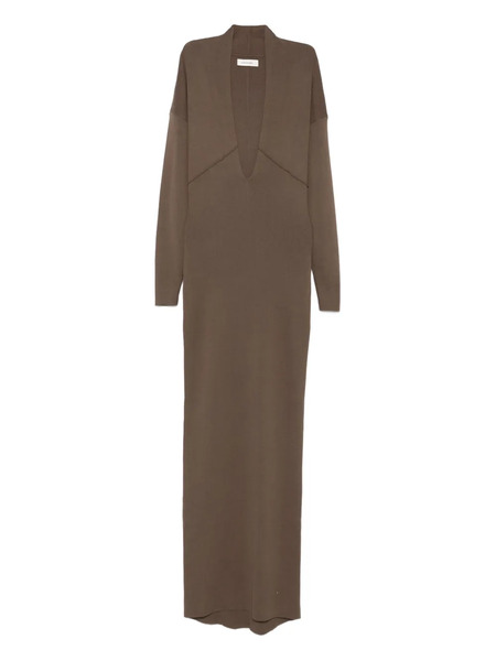  Entire Studios V-neck Panelled Maxi Dress - Brown 