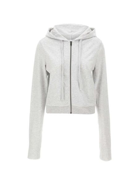  Entire Studios Zip Drawstring Cropped Hoodie - Grey 