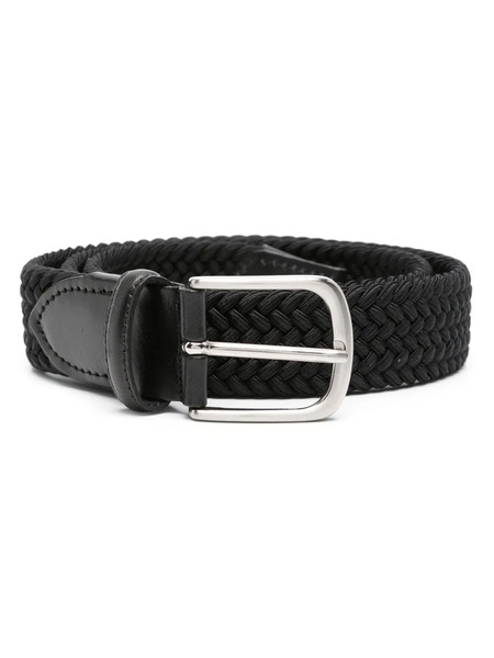  Eraldo Leather-trim Interwoven Belt - Black 