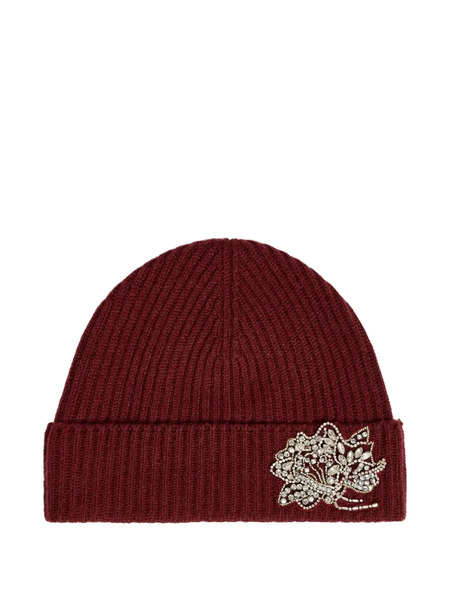  Erdem Crystal-embellished Ribbed Beanie - Red 
