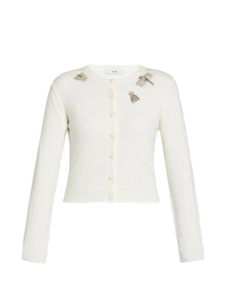  Erdem Embellished Crew-neck Cardigan - Neutrals 