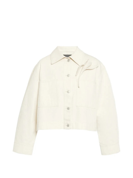  Erdem Floral-appliqué Cropped Denim Jacket - Neutrals 