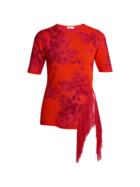  Erdem Floral Fringe Knitted Top - Red 