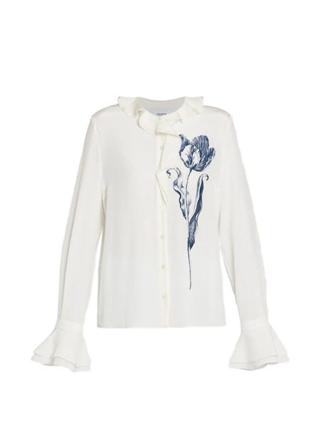  Erdem Ruffled Floral Shirt - Neutrals 