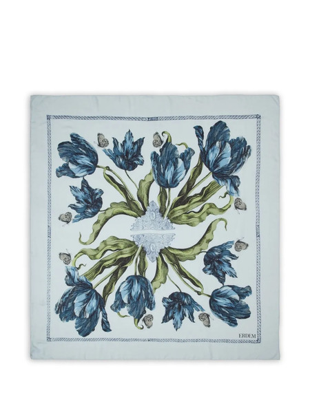  Erdem Tulip-print Scarf - Blue 