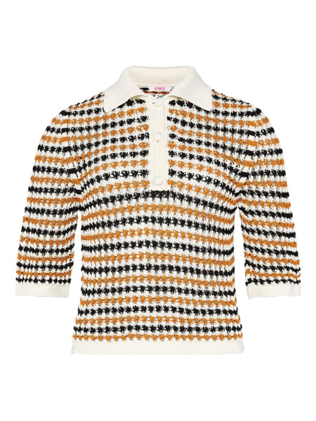  Eres Comeback Striped Polo Top - White 