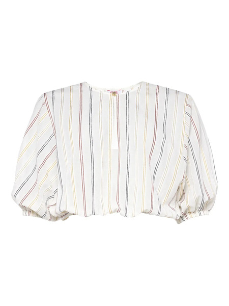  Eres Eldorado Striped Puff-sleeve Blouse - White 