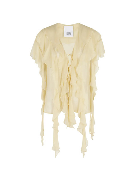  Erika Cavallini Lia Ruffled Tie Blouse - Neutrals 