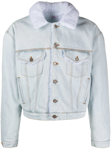  Erl Faux-fur Collar Denim Jacket - Blue 