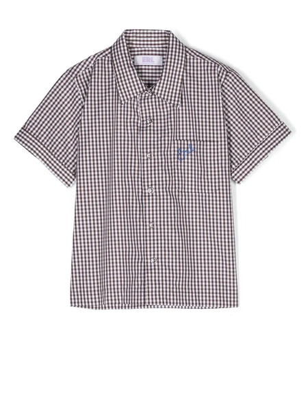  Erl Kids Gingham Button-front Shirt - Brown 