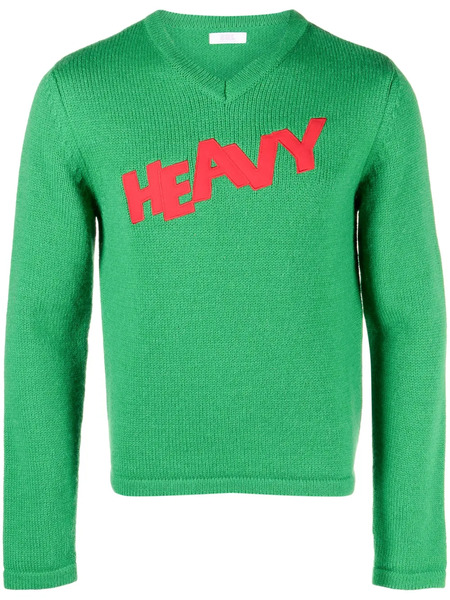  Erl Knit V-neck Sweater - Green 