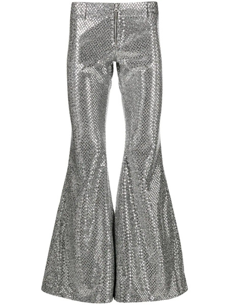  Erl Sequinned Flared Trousers - Silver 