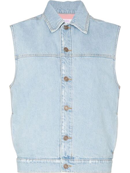  Erl Sleeveless Denim Jacket - Blue 