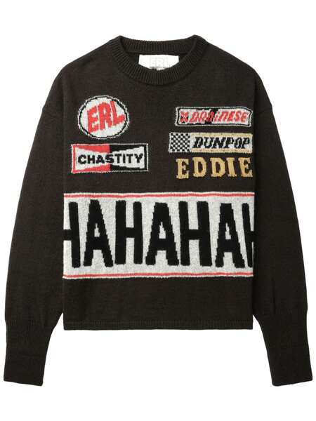  Erl Slogan-intarsia Jumper - Black 