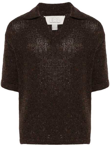  Erl Speckle-knit Polo Sweater - Brown 